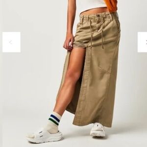 Free People Chino Khaki Midi Skirt size 6